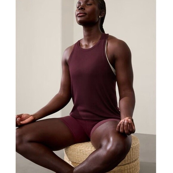 ATHLETA Ease IN Rib TANK Top MODAL Super SOFT‎ Spiced CABERNET Burgundy NWOT XS - Picture 1 of 12